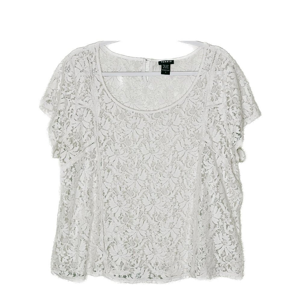 Torrid White Floral Blouse Size 1X